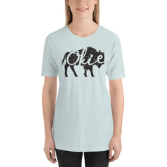 Okie Bison Unisex Adult T-Shirt in Heather Prism Mint.