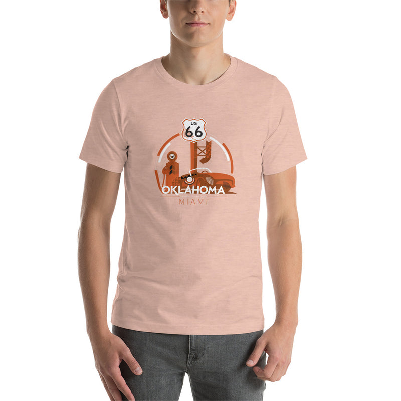 Miami, OK Route 66 Unisex T-Shirt in black.