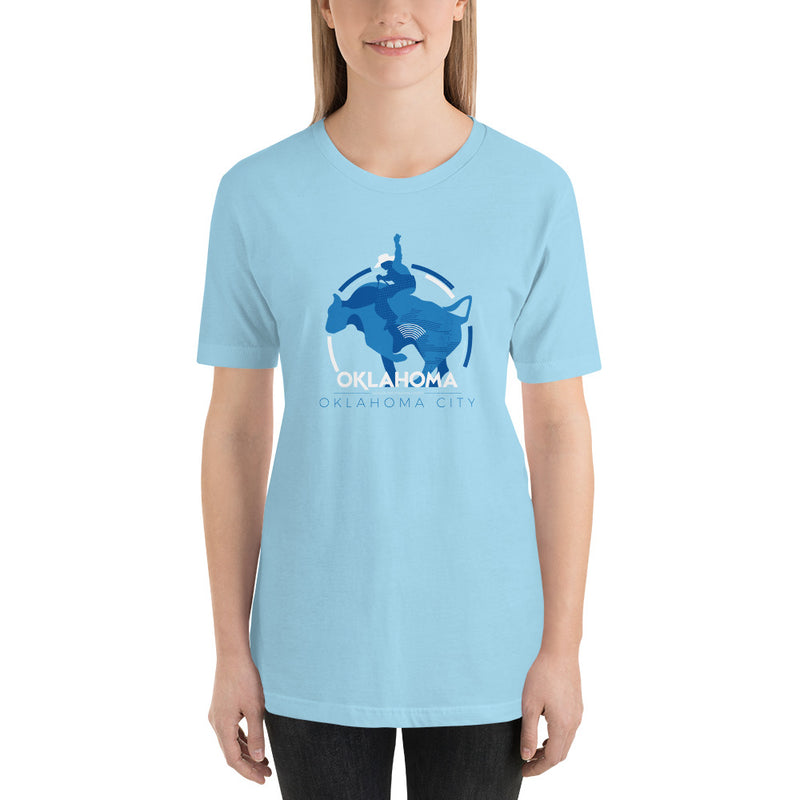 Oklahoma City Cowboy Adult Unisex T-Shirt in Ocean Blue