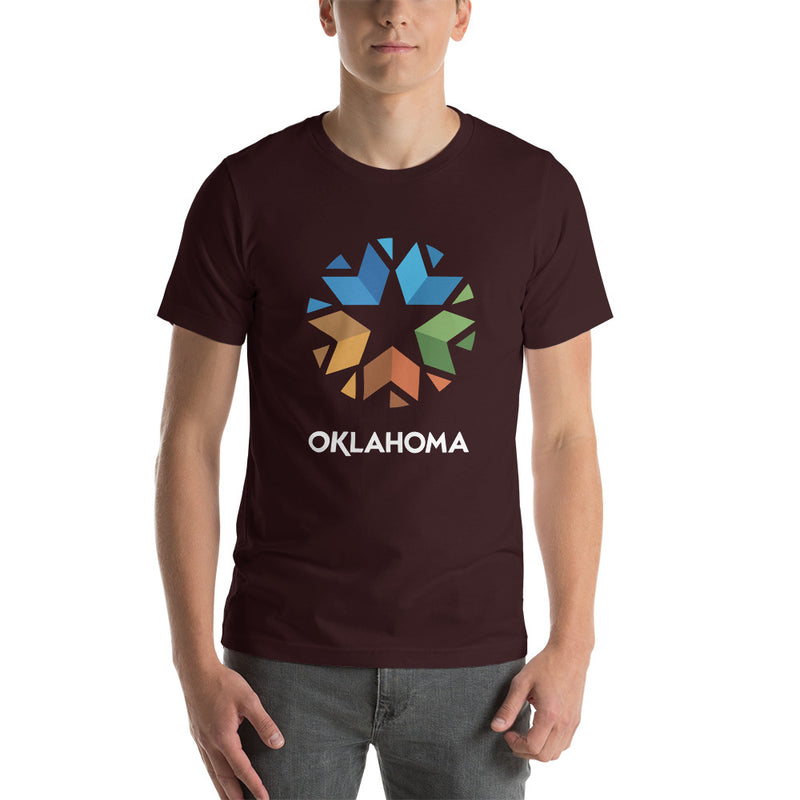 Oklahoma logo on a black t-shirt.