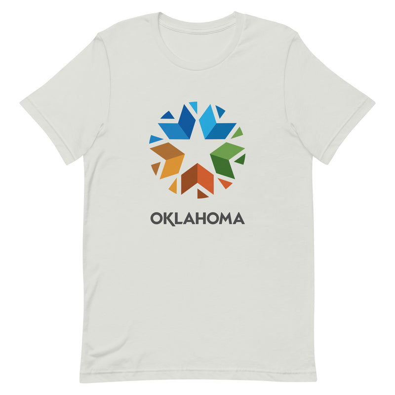 Oklahoma logo on a black t-shirt.
