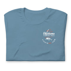 Double-sided Oklahoma Fishing Trail t-shirt in black.