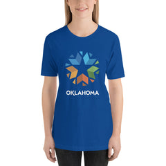 Oklahoma logo on a black t-shirt.