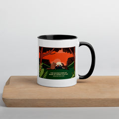 The Adventures of Bixby Y. Beaver & Harry P. Otter at Sequoyah State Park ceramic coffee mug with black handle and inside.