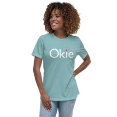 Okie Heart Relaxed Women's T-Shirt in Heather Blue Lagoon
