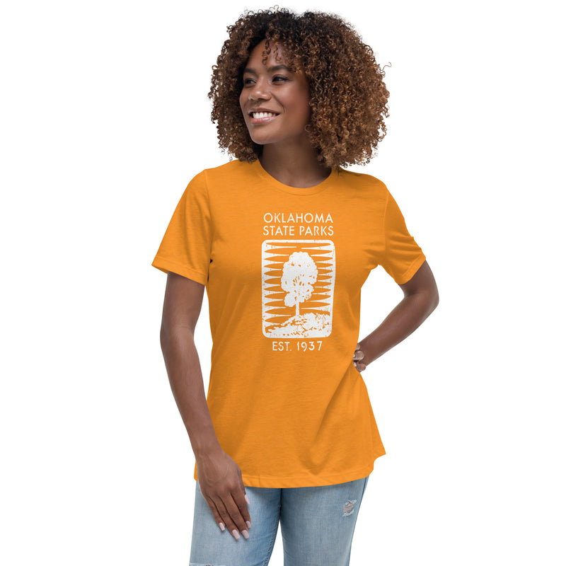 Oklahoma State Parks Vintage Logo Women's T-Shirt in Heather Marmalade