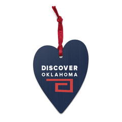 Discover Oklahoma Wooden Heart Shaped Ornament