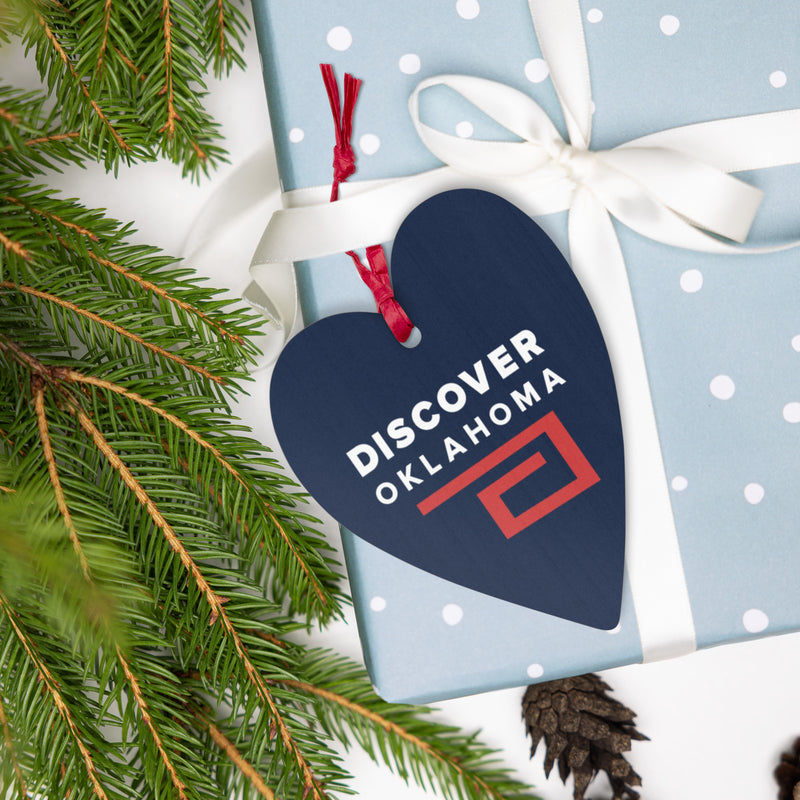 Discover Oklahoma Wooden Heart Shaped Ornament