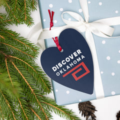 Discover Oklahoma Wooden Heart Shaped Ornament