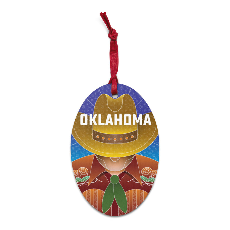 Oklahoma Cowboy Wooden Ornament