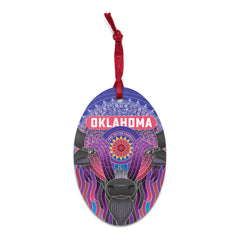 Oklahoma Vibrant Bison Wooden Ornament