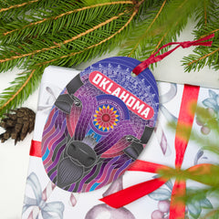 Oklahoma Vibrant Bison Wooden Ornament