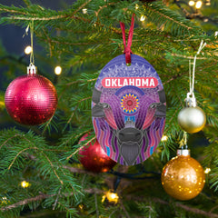 Oklahoma Vibrant Bison Wooden Ornament