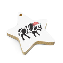 Holiday Okie Bison Wooden Ornament - Heart