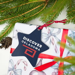 Discover Oklahoma Wooden Star Shaped Ornament