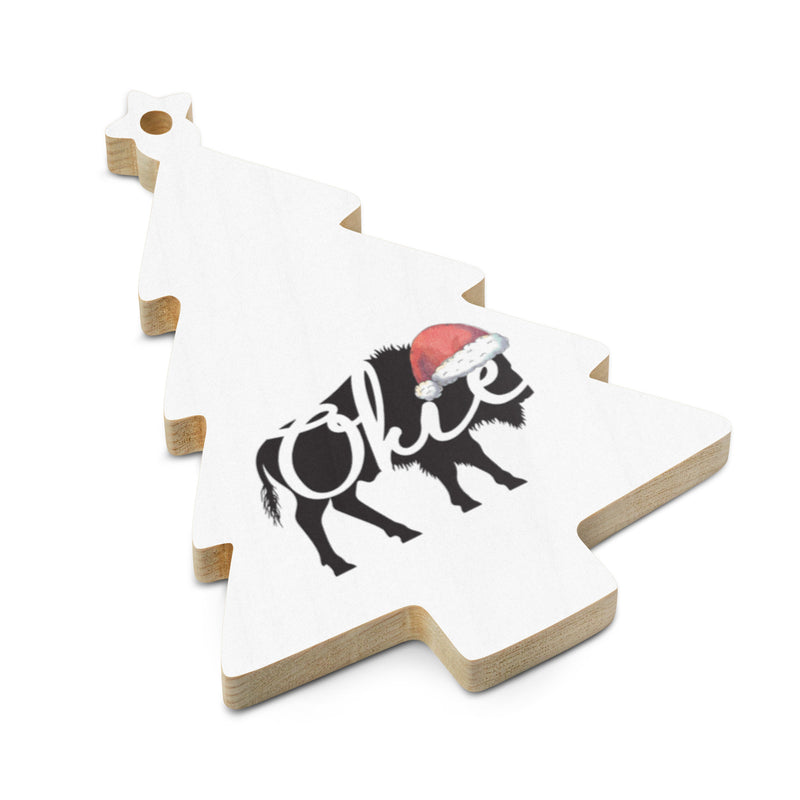 Holiday Okie Bison Wooden Ornament - Heart