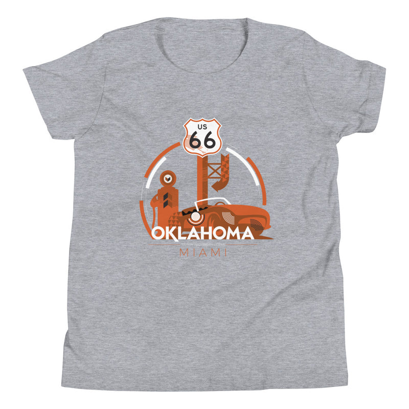 Miami, Oklahoma Route 66 Youth T-Shirt in Black