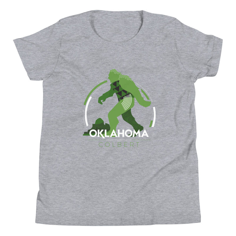 Colbert, Oklahoma Bigfoot Youth T-Shirt in Black
