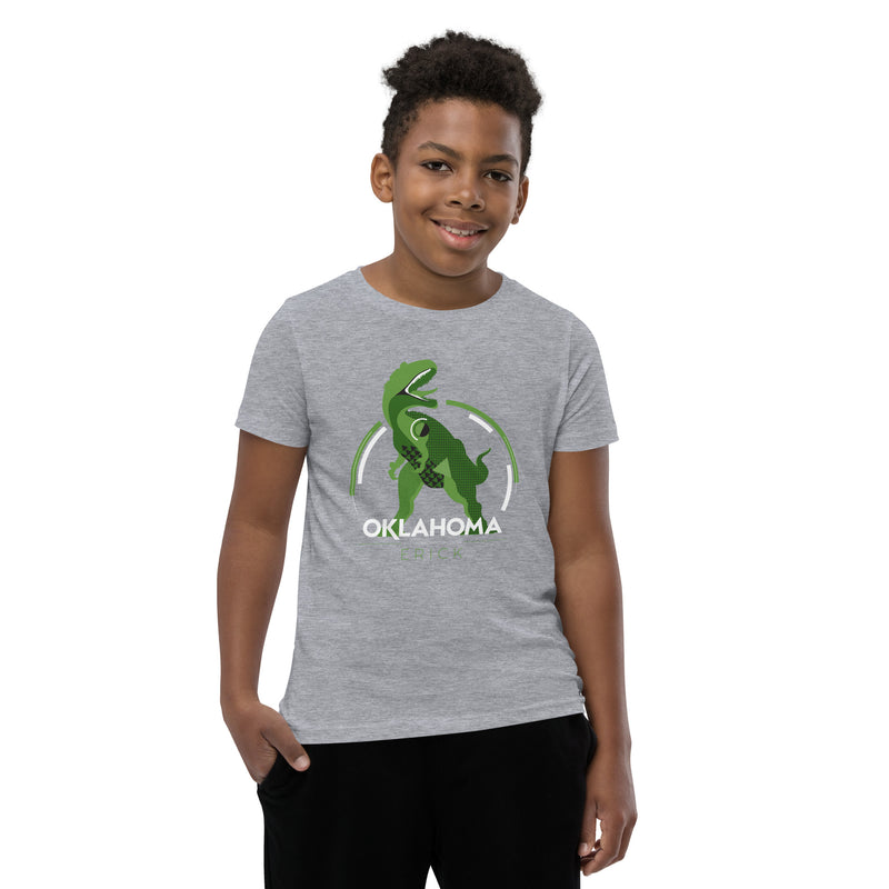 Erick, Oklahoma Dinosaur Youth T-Shirt in Black