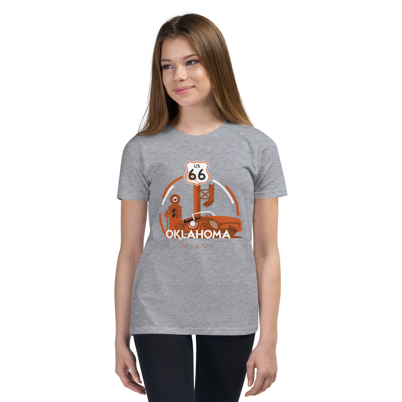 Miami, Oklahoma Route 66 Youth T-Shirt in Black