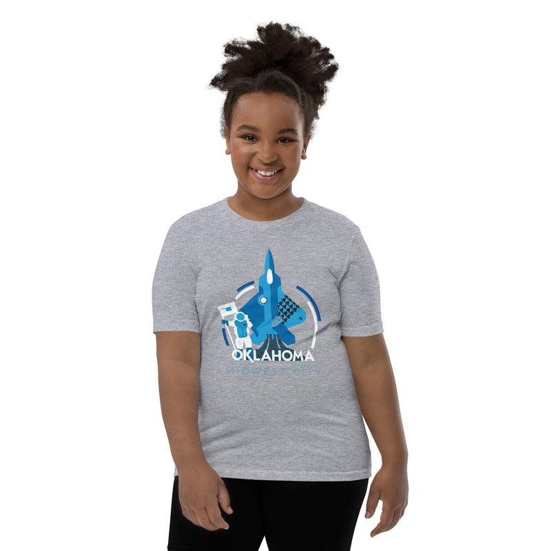 Midwest City, Oklahoma Aviation Youth T-Shirt in Black