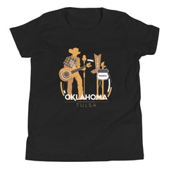 Tulsa, Oklahoma Live Music Youth T-Shirt in Black