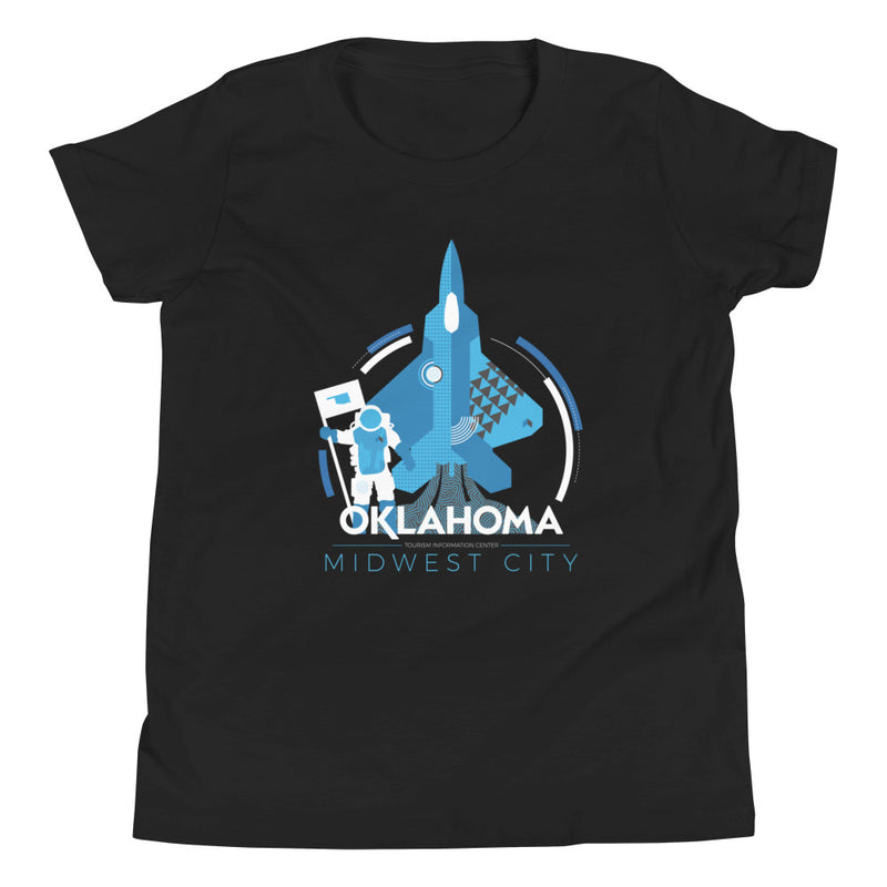 Midwest City, Oklahoma Aviation Youth T-Shirt in Black