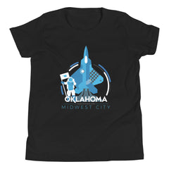 Midwest City, Oklahoma Aviation Youth T-Shirt in Black