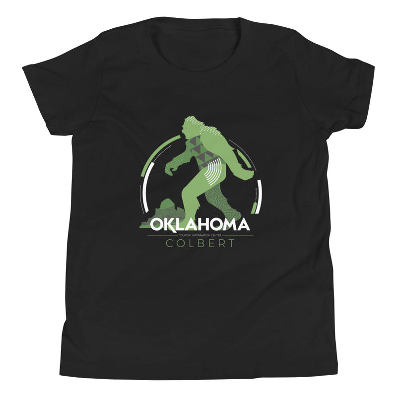 Colbert, Oklahoma Bigfoot Youth T-Shirt in Black