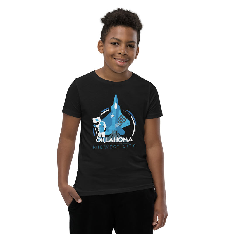 Midwest City, Oklahoma Aviation Youth T-Shirt in Black