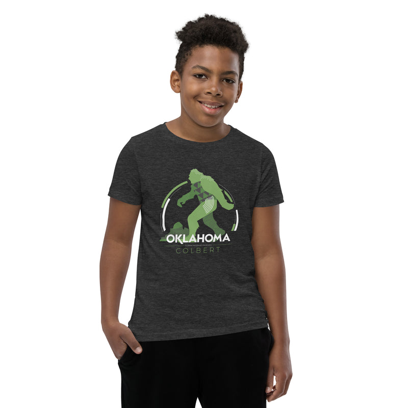 Colbert, Oklahoma Bigfoot Youth T-Shirt in Black