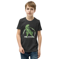 Erick, Oklahoma Dinosaur Youth T-Shirt in Black
