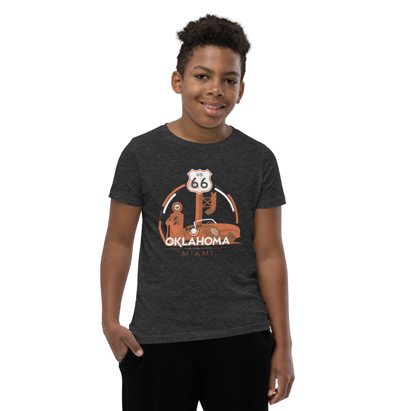 Miami, Oklahoma Route 66 Youth T-Shirt in Dark Grey Heather