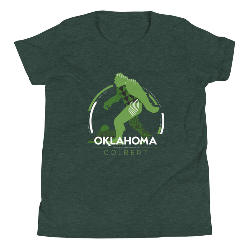 Colbert, Oklahoma Bigfoot Youth T-Shirt in Black
