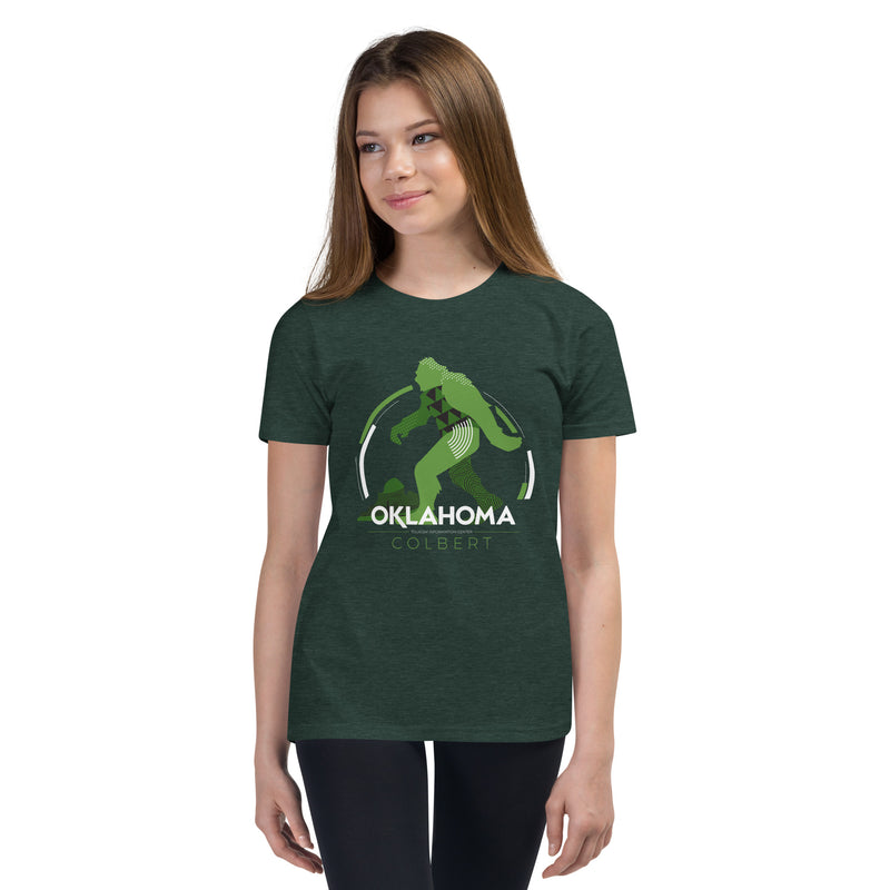 Colbert, Oklahoma Bigfoot Youth T-Shirt in Black