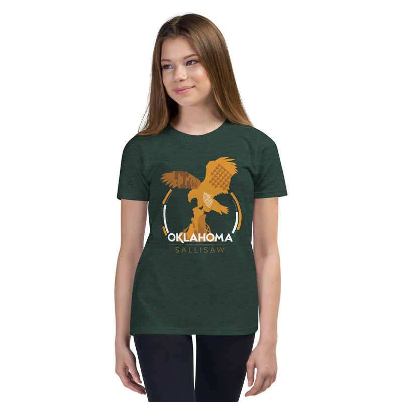 Sallisaw, Oklahoma Eagle Youth T-Shirt in Heather Forest