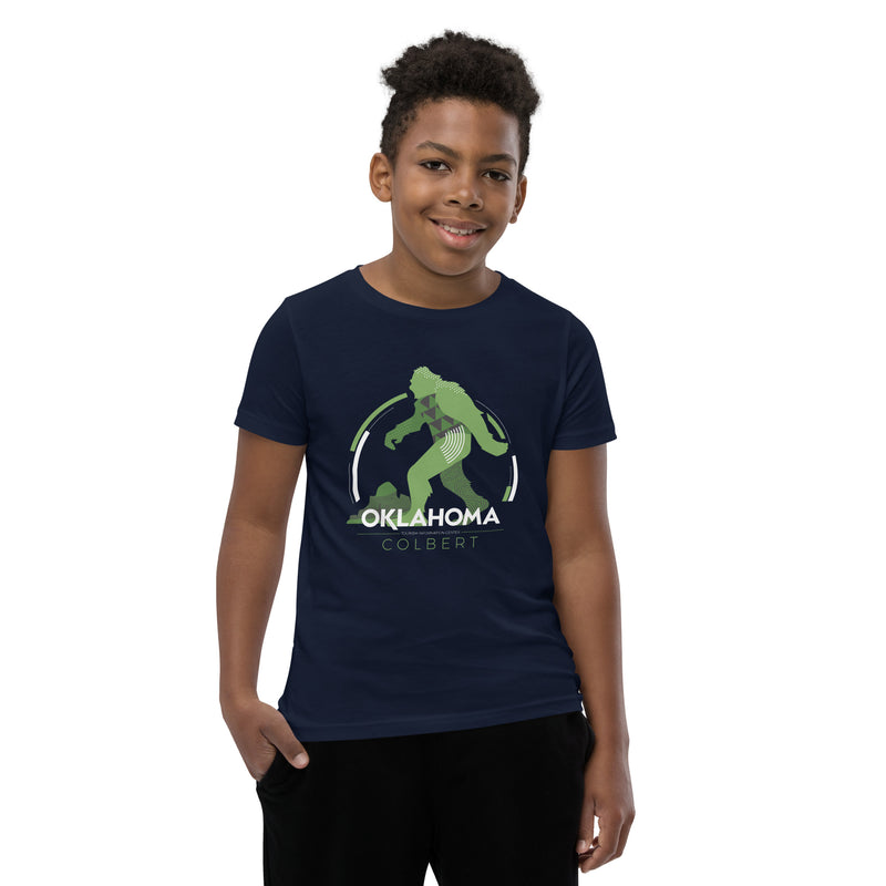 Colbert, Oklahoma Bigfoot Youth T-Shirt in Black