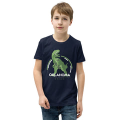 Erick, Oklahoma Dinosaur Youth T-Shirt in Black