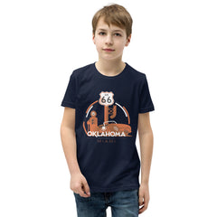 Miami, Oklahoma Route 66 Youth T-Shirt in Black